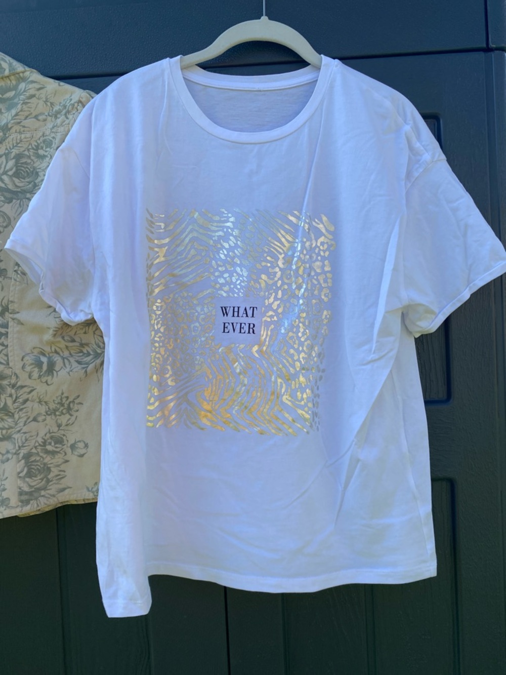 Crop Animal Print Gold Statement T shirt L
